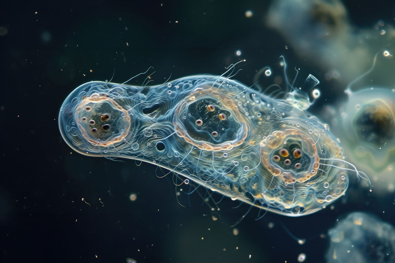 An amoeba, a type of parasite that impacts your gut health.